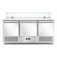 Саладета Hurakan HKN-PZLGV3S 3-х дверная с гранитной поверхностью и стеклом